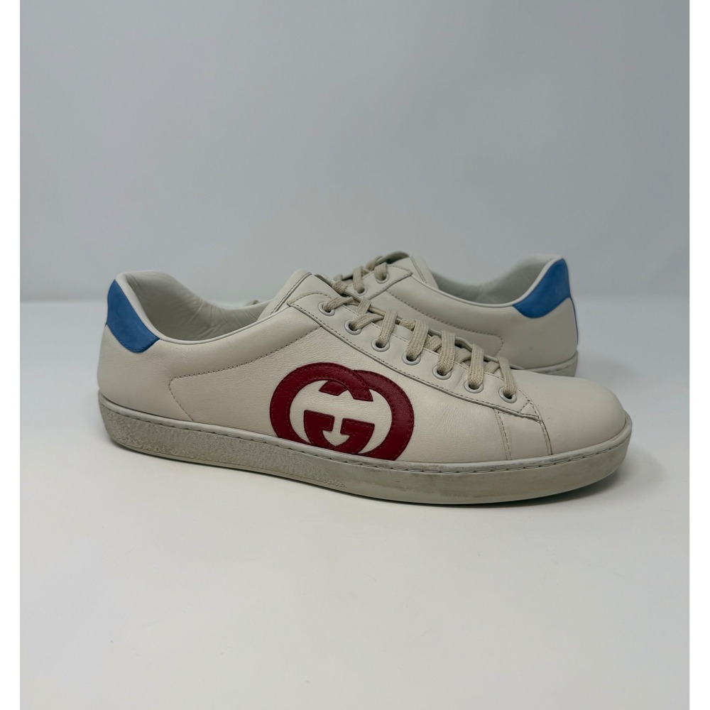 Gucci Ace Interlocking G Sneaker White Leather Size 10 US 9 Gucci